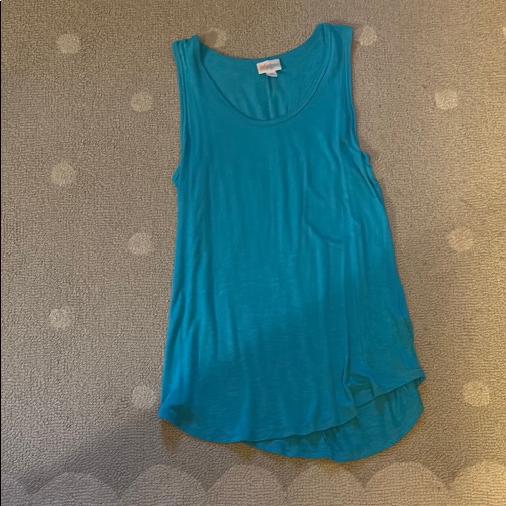 LuLaRoe Blue Ribbed Asymmetrical Tank Top